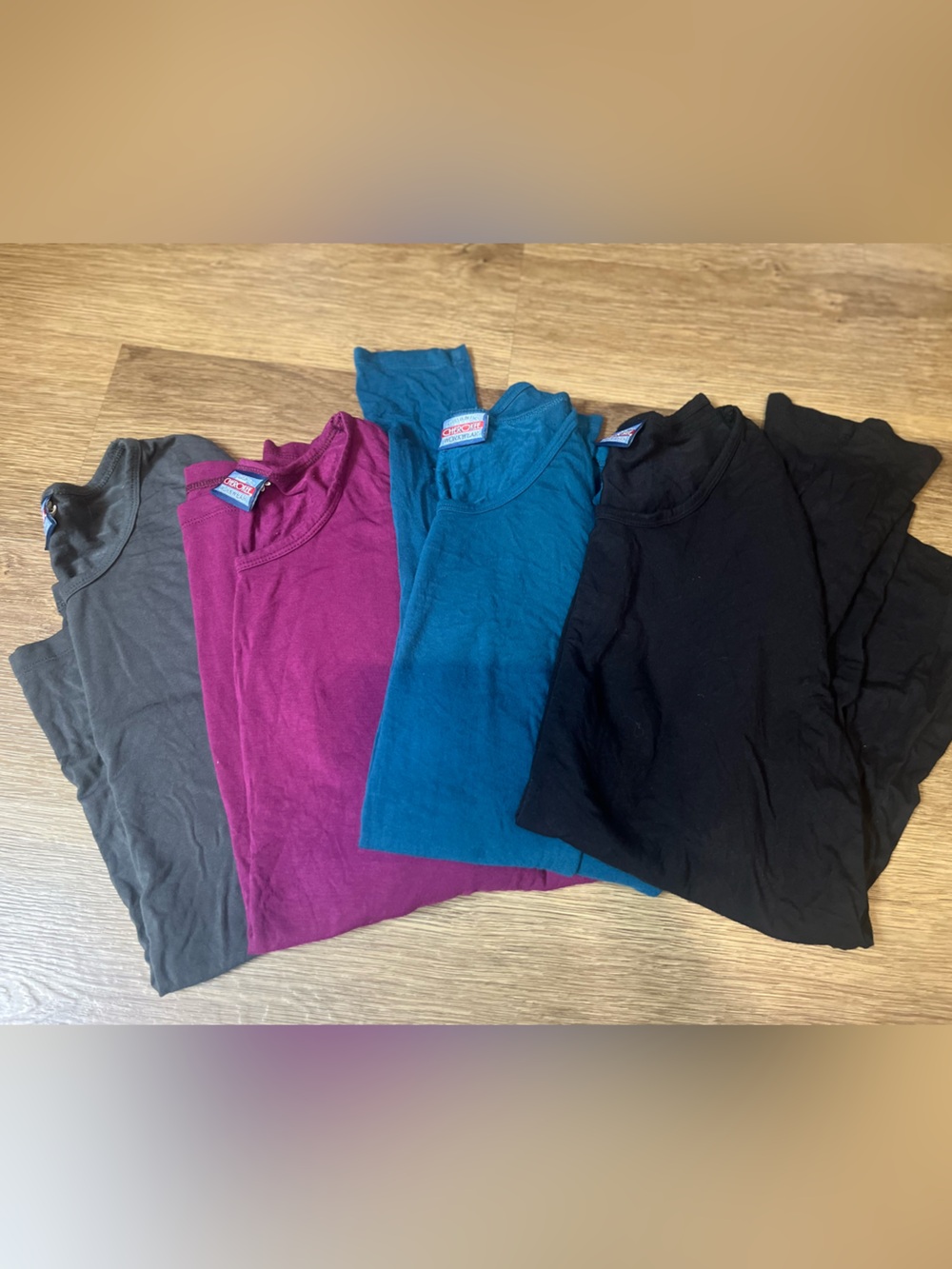 4-pk Women’s Long Sleeve Underscrub Tees - Black, Teal, Magenta, Dark Gray